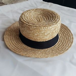 Bimba y Lola Straw Boater Hat, summer hat vintage
